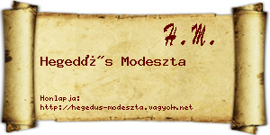 Hegedűs Modeszta névjegykártya